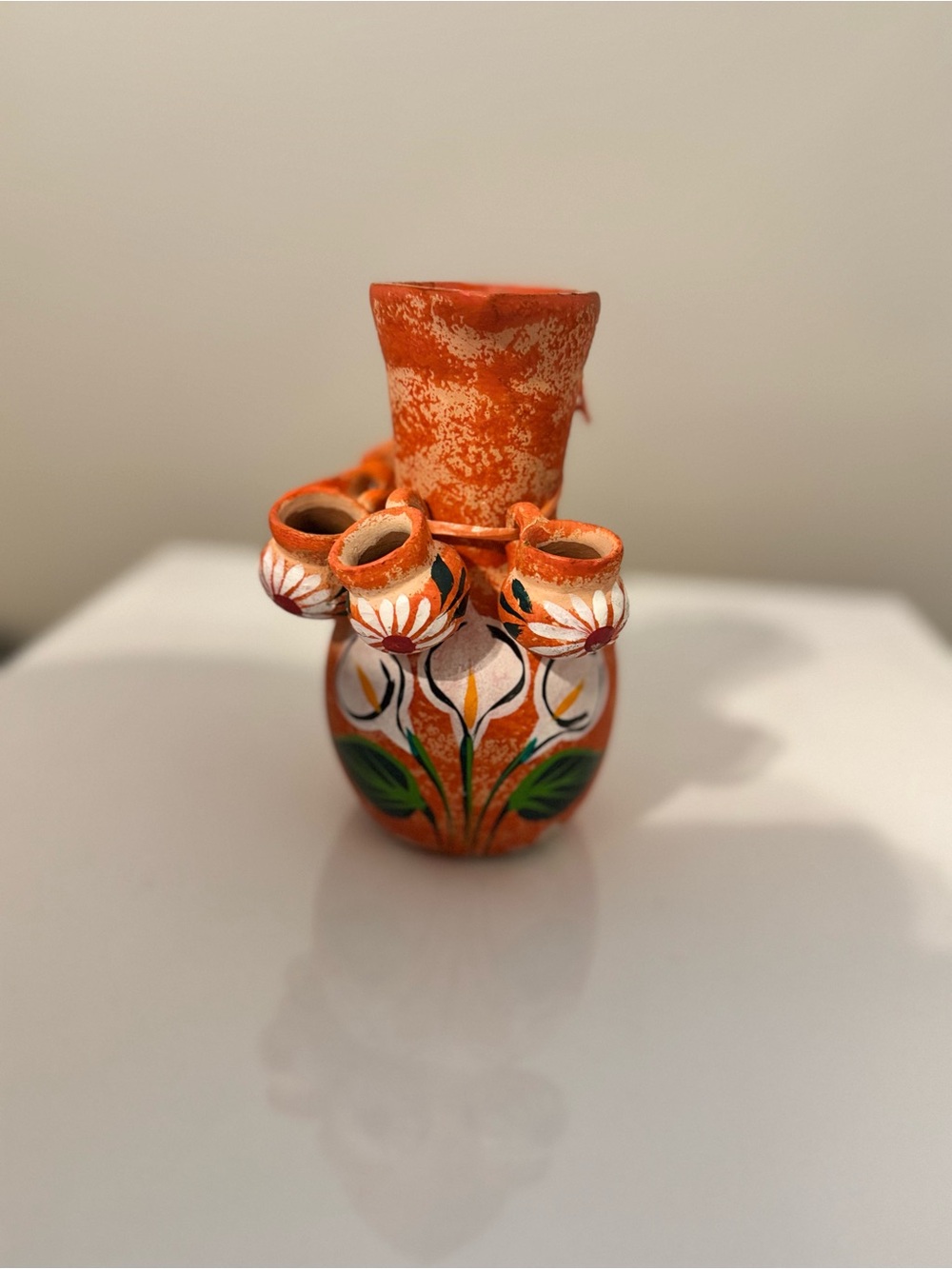 Hand-Painted Orange Floral Multi-Spout - Picture 2 of 4